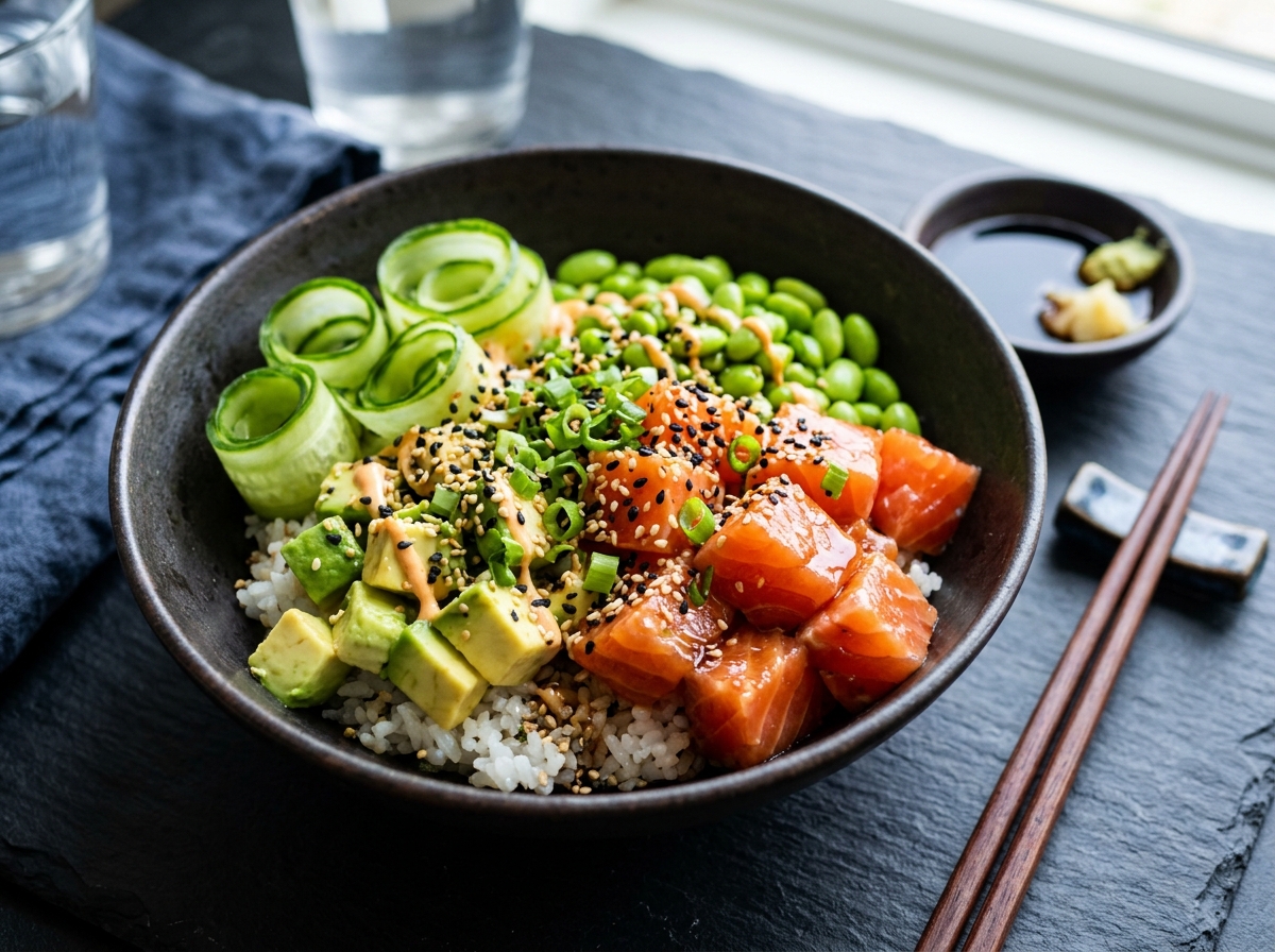 Wild Salmon Avocado Poke Bowl